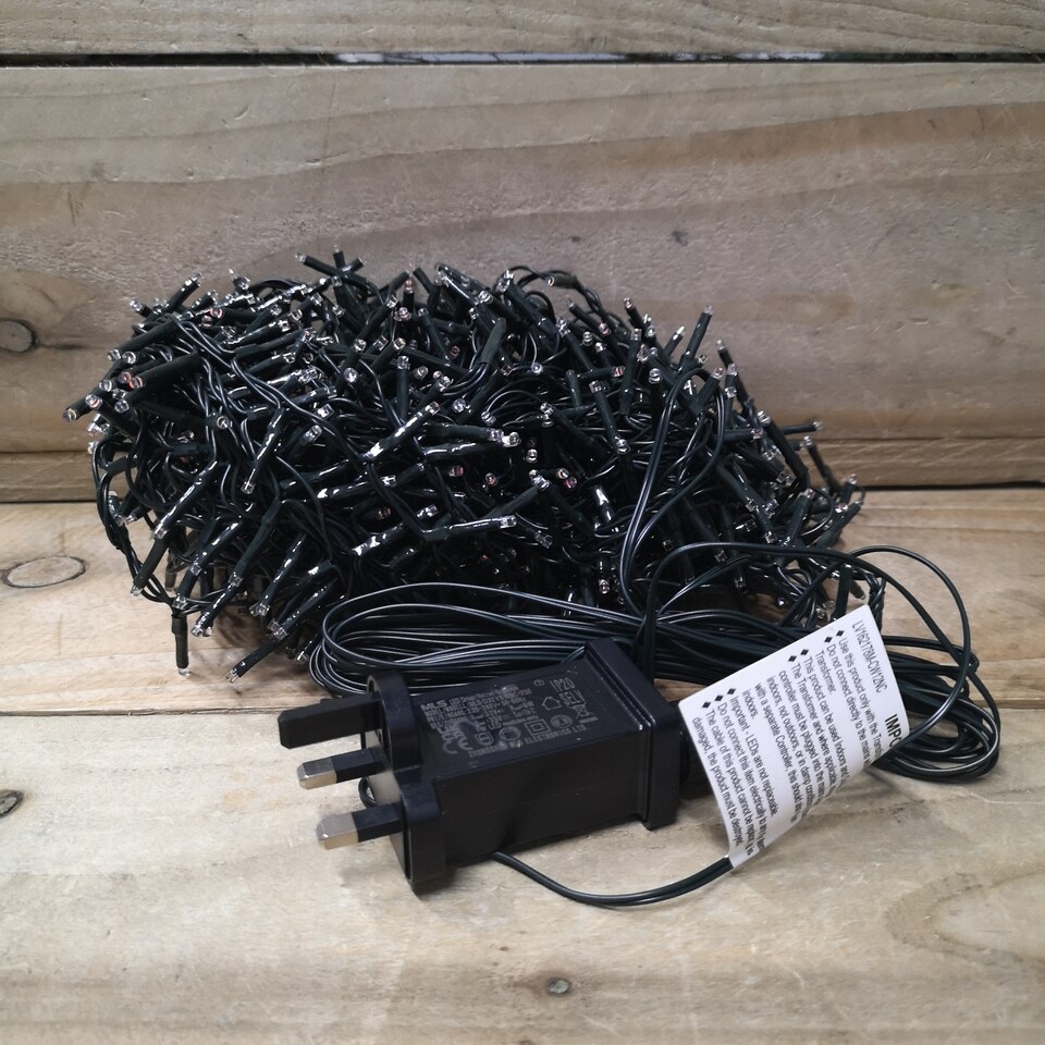 image 1 of 500 LED 12.5m Indoor Outdoor Christmas Multi Function Mains Operated String Lights with Timer in Warm White