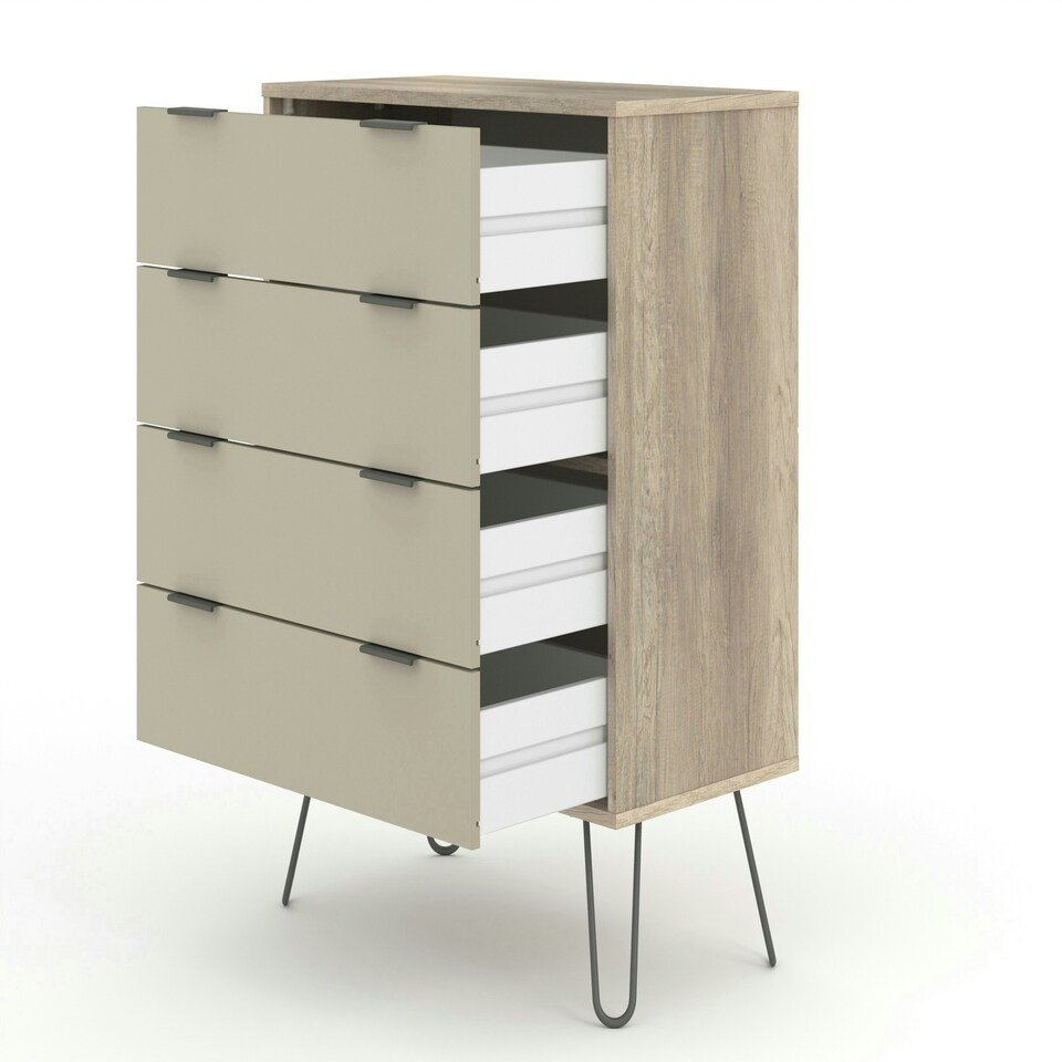 image 1 of Core Products Augusta Driftwood 4 Drawer Chest of Drawers H90.3cm x W76.5cm x D39.5cm Cream
