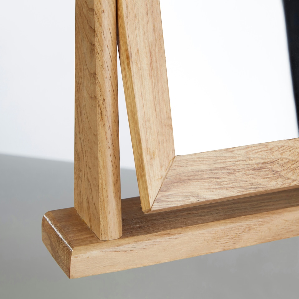 image 1 of Interiors By Premier Wooden Frame Swivel Mirror, Durable 25x28cm Pine Wood Tabletop Mirror, Natural Finish Cream