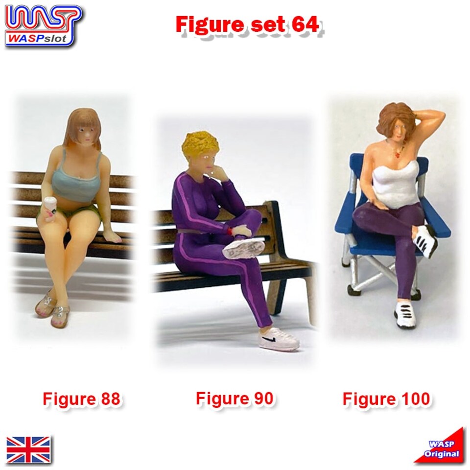 image 1 of Trackside Unpainted Figure Scenery Display 3 x Sitting Figure Set 64 New 1:32 WASP