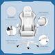 image 7 of Vinsetto Computer Gaming Chair, PU Leather Office Desk Chair with Footrest, Swivel Wheels, 135 Reclining Back, Lumbar Support, Headrest for Home, White and Grey