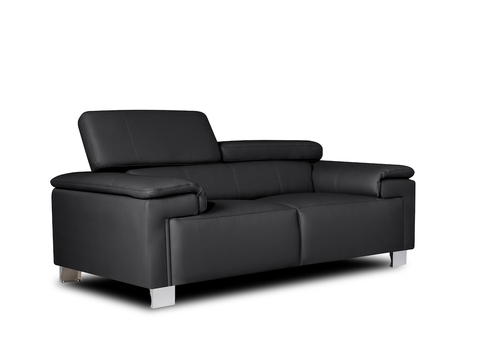 image 1 of Genuine Leather Black 2 Seater Sofa LIVORNO