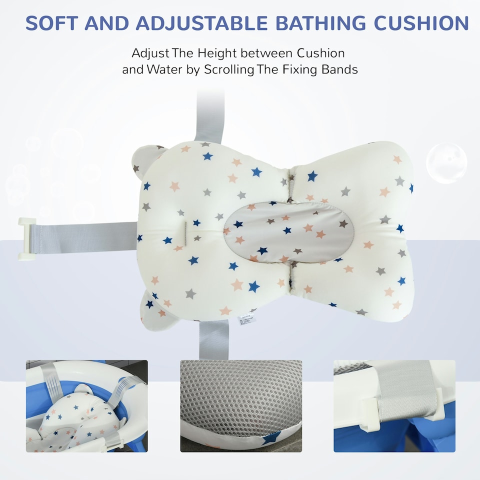 image 1 of HOMCOM Foldable Baby Bath Tub Ergonomic with Temperature-Induced Water Plug