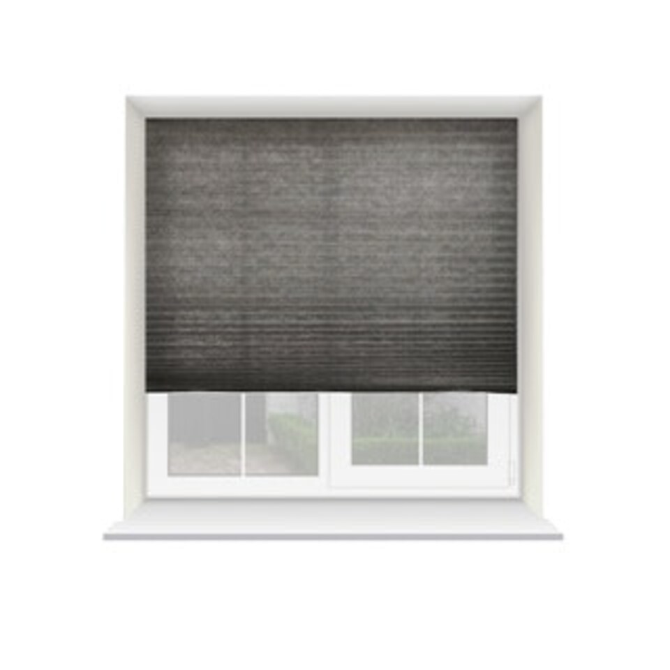 image 1 of 160cm Charcoal Grey Temporary Self Adhesive Dimout Pleated Window Blind 200cm Drop | Grey | Grey