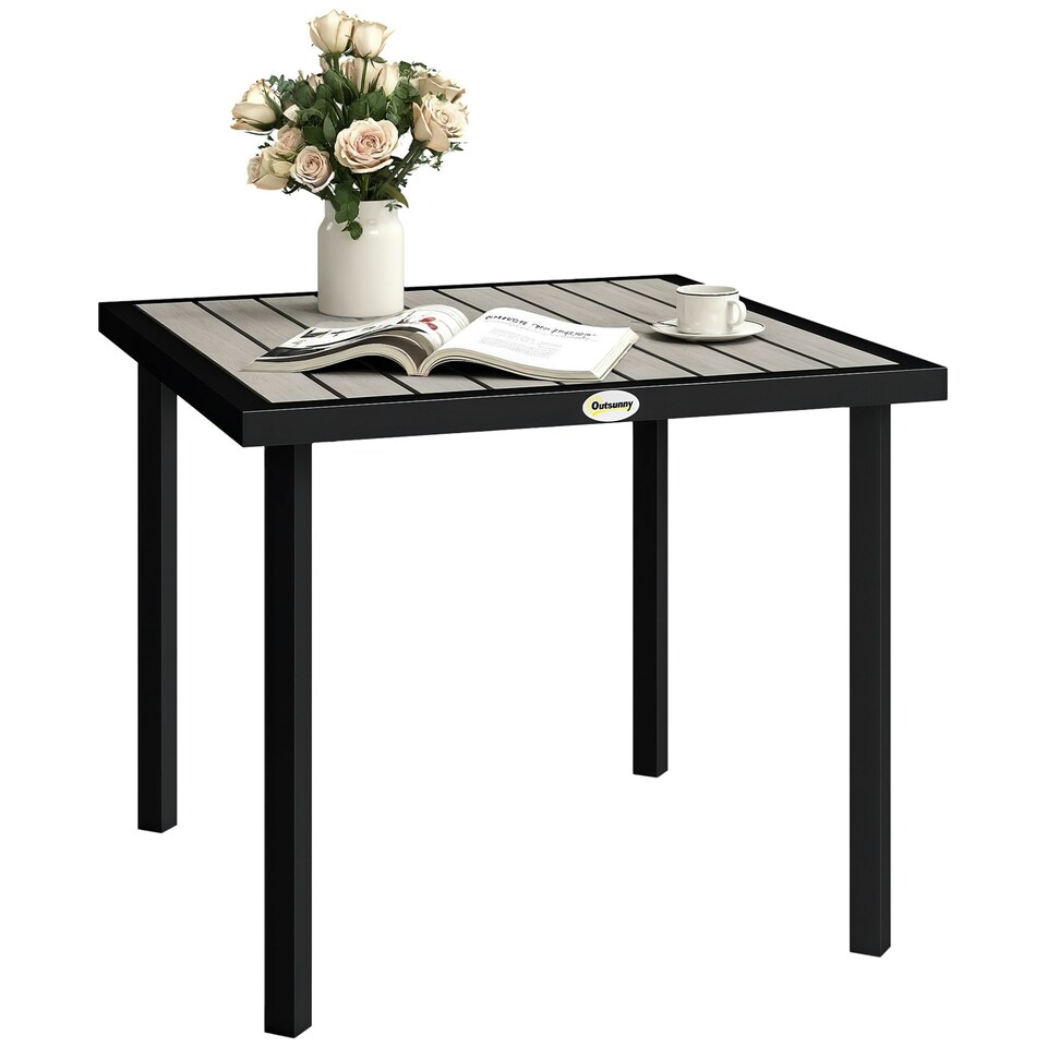image 1 of Outsunny Garden Table for 4 Person with 5.4cm Parasol Hole