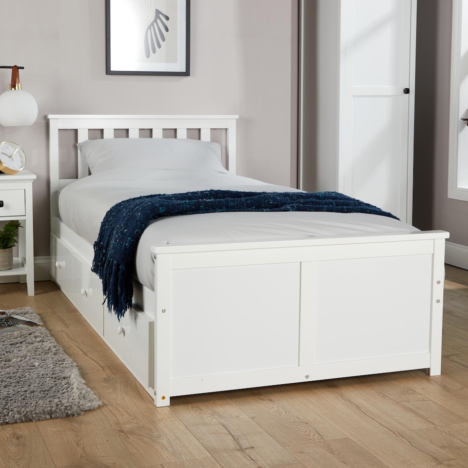 image 1 of Single 3ft Pine Wooden Bed Frame 3ft Underbed Storage Drawers Bedroom Furniture