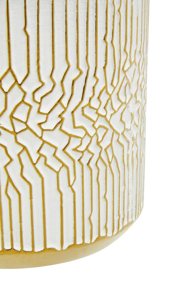 image 1 of Honna Small White Gold Ceramic Planter | Gold