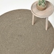image 1 of Homescapes Linen and Black Handmade Woven Braided Rug - 120 cm Round Cream | 120 cm Round