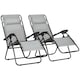 image 2 of Outsunny Garden Recliner Chairs Set of 2, Outdoor Foldable Zero Gravity Chairs Set with Footstool and Detachable Headrest, Grey