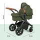 image 3 of Stomp Luxe 12pc Travel System with Stratus i-Size Car Seat & ISOFIX Base, Carrycot, Reversible Seat, Rain Cover & More (Black/Woodland/Tan)