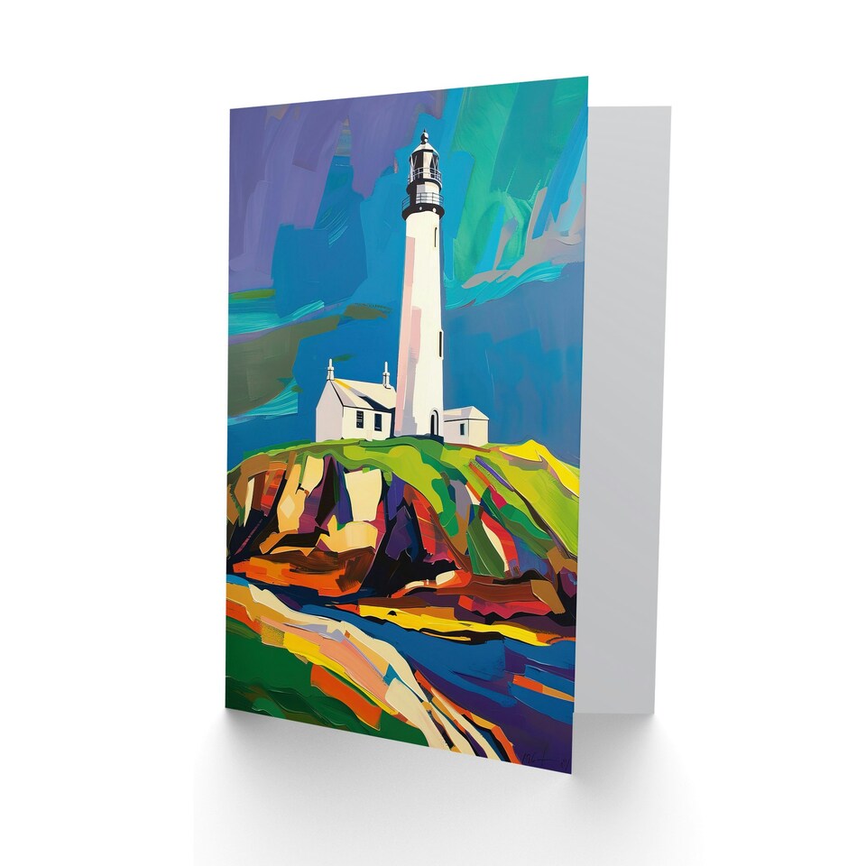 image 1 of St Mary's Lighthouse Northern Lights Sky Him Her Birthday Card