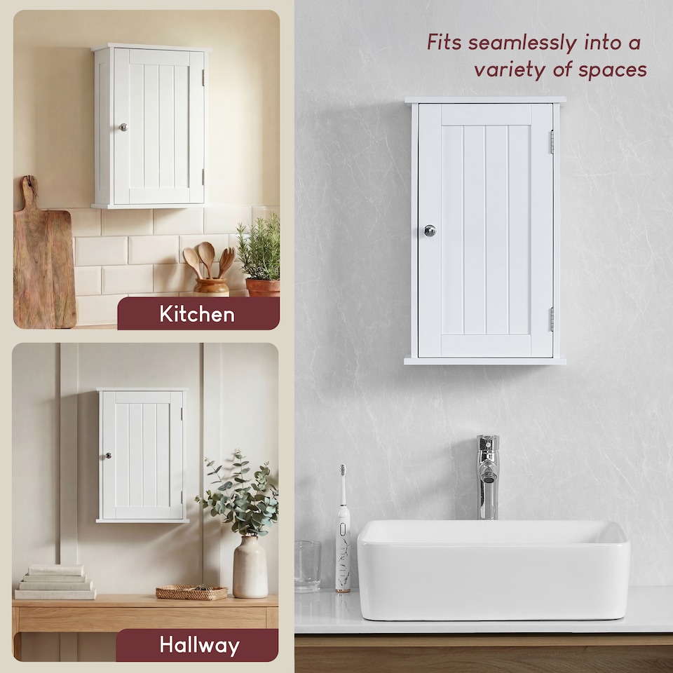 image 1 of Bath Vida Priano 1 Door Wall Mounted Bathroom Cabinet, White