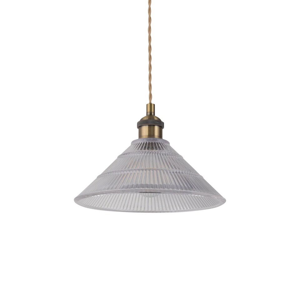 image 1 of Set of 2 Barnes - Clear 25cm Fluted Glass Pendant Shades | Clear | Medium | 2