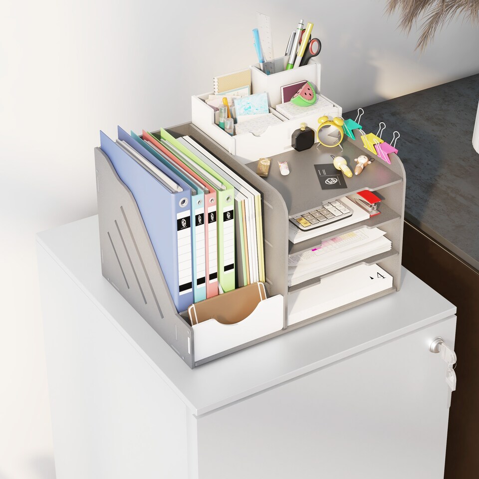 image 1 of Vinsetto 2-Drawer Vertical Filing Cabinet with Lock and 5 Wheels, Steel Mobile File Cabinet, for A4, Legal and Letter Size, Pre-Assembled Body, White