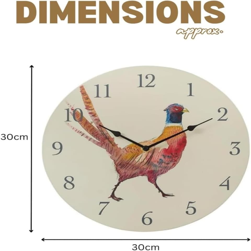 image 1 of Marco Paul 30cm Hand Painted Pheasant Clock Multi