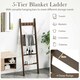 image 7 of COSTWAY Bamboo Blanket Ladder 5-Tier Ladder Shelf w/4 Removable Hooks-Brown Brown | One Size