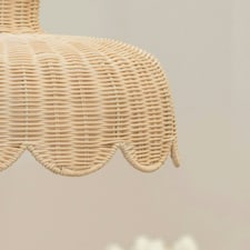 ValueLights Nevaeh Rattan Wicker Scallop Easy Fit Ceiling Light Shade - Bulb Included Brown