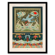Albert Racinet Framed Wall Art Print Chinese Patterns with Birds Home Décor