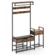 image 10 of COSTWAY Coat Rack Hall Tree with Shoe Storage Bench Brown | One Size