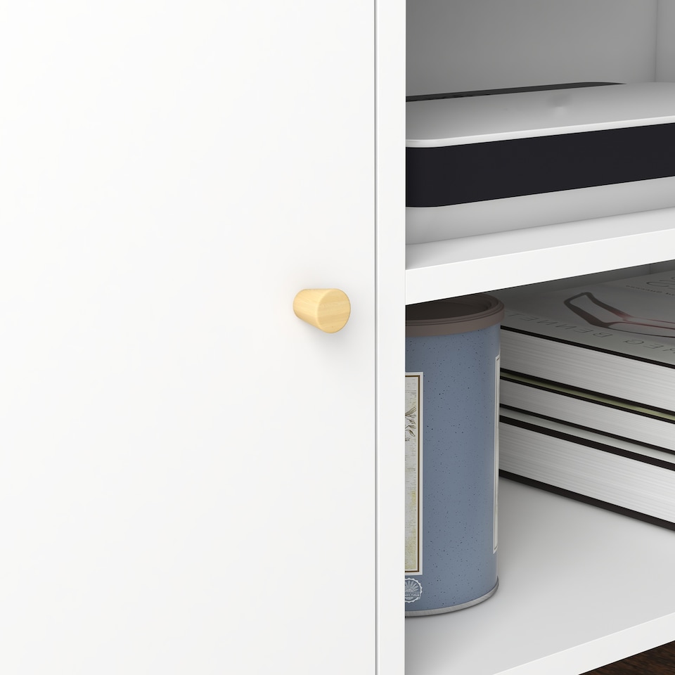 image 1 of HOMCOM TV Stand Cabinet up to 55 Inches, TV Unit with Storage Shelves and Wood Legs for Living Room, Bedroom, White