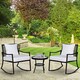 image 1 of Outsunny Rattan Bistro Set, 3 Pieces Wicker Garden Furniture Set with Rocking Chairs and Round Glass Top Coffee Table, Small Balcony Furniture with Cushions for Outdoor, Porch, Brown