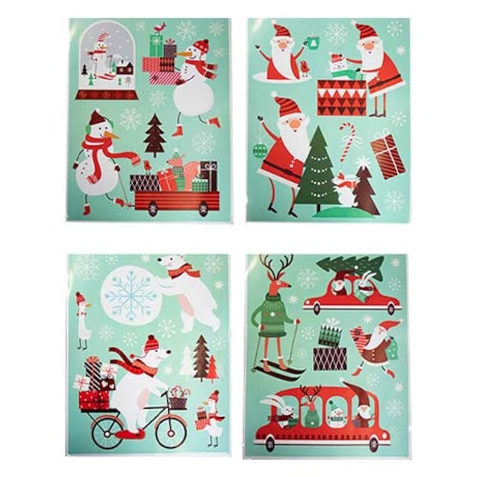 Assorted Glitter Novelty Window Stickers Sheet