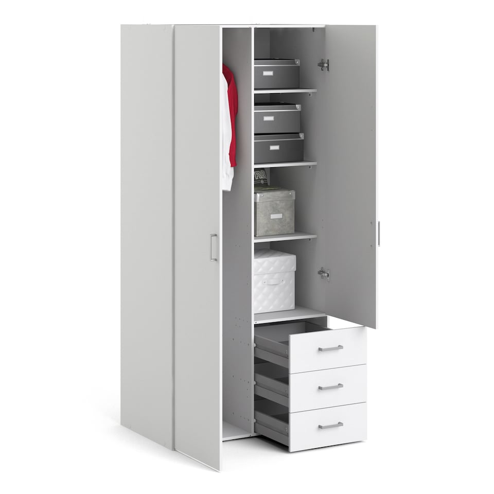 image 1 of Space Wardrobe 2 Doors 3 Drawers White 1750