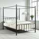 image 2 of Marylebone Traditional Four Poster Canopy Metal Bed Frame | Black | Black & Brass | King
