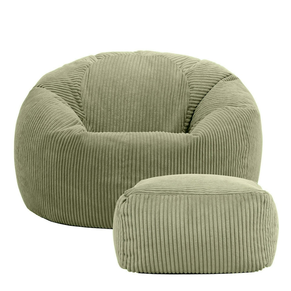 image 1 of Kingston Classic Beanbag and Footstool Sage Green | Green | Sage Green | 2