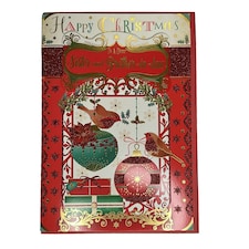 To a Dear Sister and Brother In Law Birds On Baubles Design Christmas Card