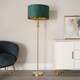 image 2 of ValueLights Marissa Gold Stacked Ball Floor Lamp with Forest Green Velvet with Gold Inner Shade and LED Bulb