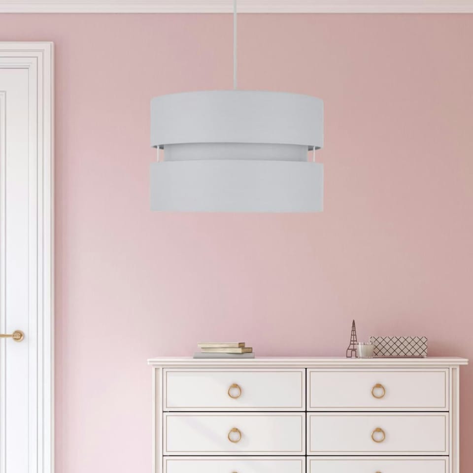 image 1 of Light Grey Layered Easy Fit Drum Light Shade Grey