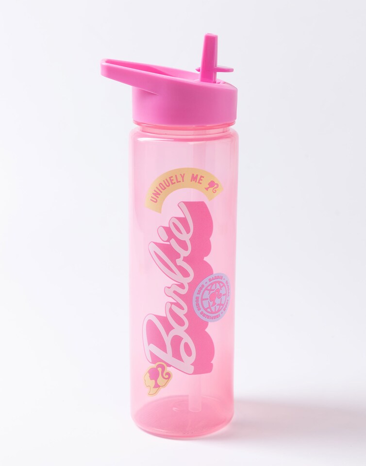 image 1 of Barbie Girls Pink Lunch Bag with Bottle & Snack Pot | Stronger Together Zip-Up Carry Set | Adjustable Shoulder Strap | Back to School Cartoon Graphic Design | Barbie Merch