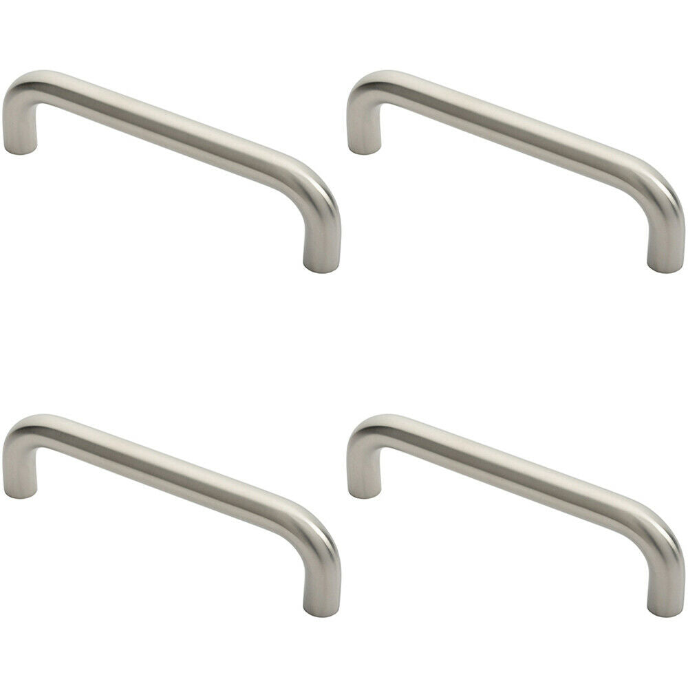 Loops 4x Round D Bar Pull Handle 22mm Dia 225mm Fixing Centres Satin Stainless Steel in Metallics