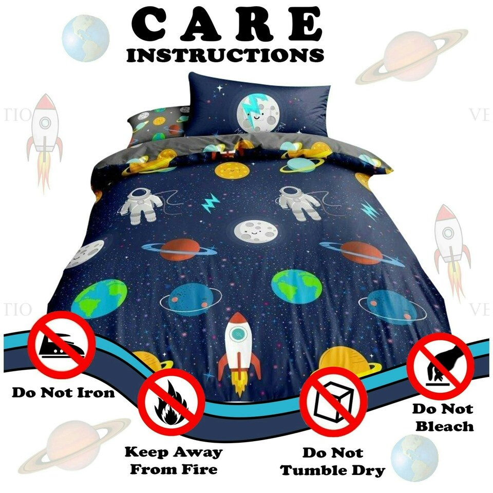 image 1 of VELVETIO Space Duvet Cover Set Reversible Soft Polycotton Kids Beddings Blue | Navy | Double