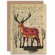 image 1 of Gift Upcycle Dictionary Stag Drawing Red Deer Birthday Card