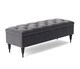image 1 of 120cm Safar Ottoman bench with Storage and Turned Wooden Legs- Plush Velvet Shoes Bench - Steel Grey Chesterfield Storage Bench