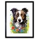 image 1 of Border Collie Dog Bright Watercolour 9x7" Black Framed Wall Art Print