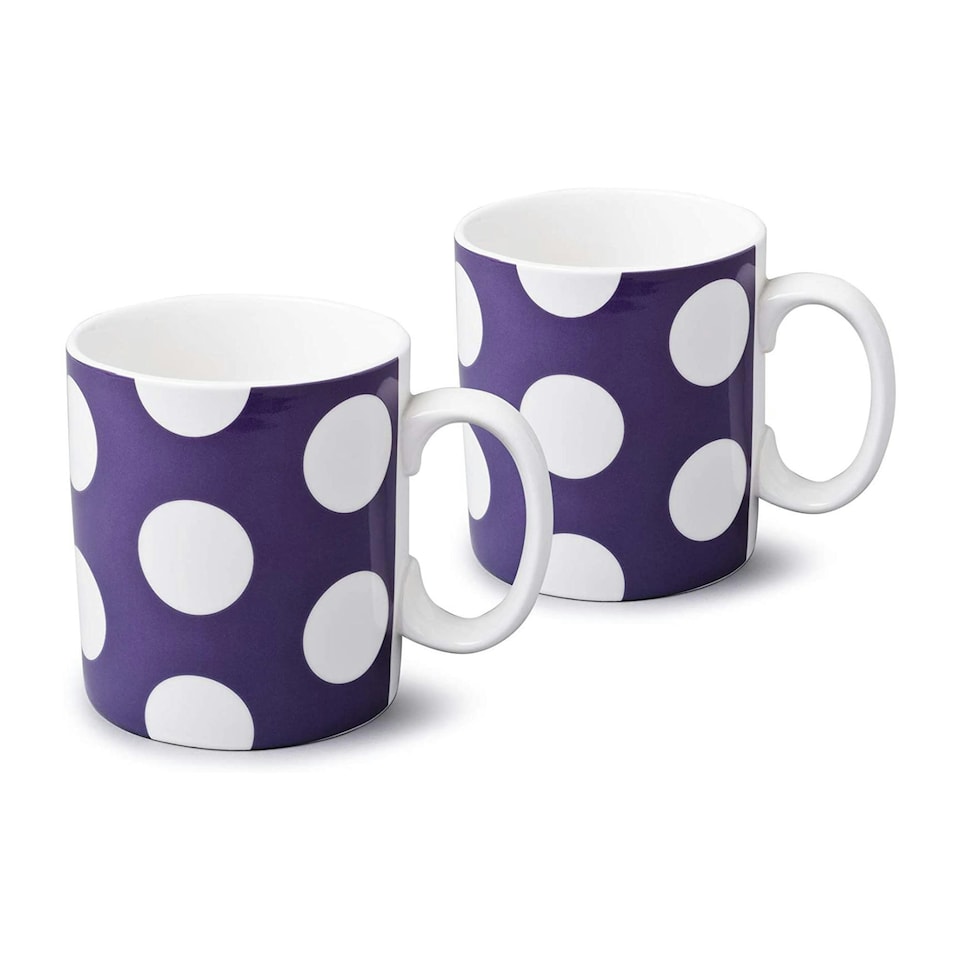 image 1 of Wm Bartleet & Sons Porcelain Spotty Large Mug, 1 Pint, Set of 2 Purple