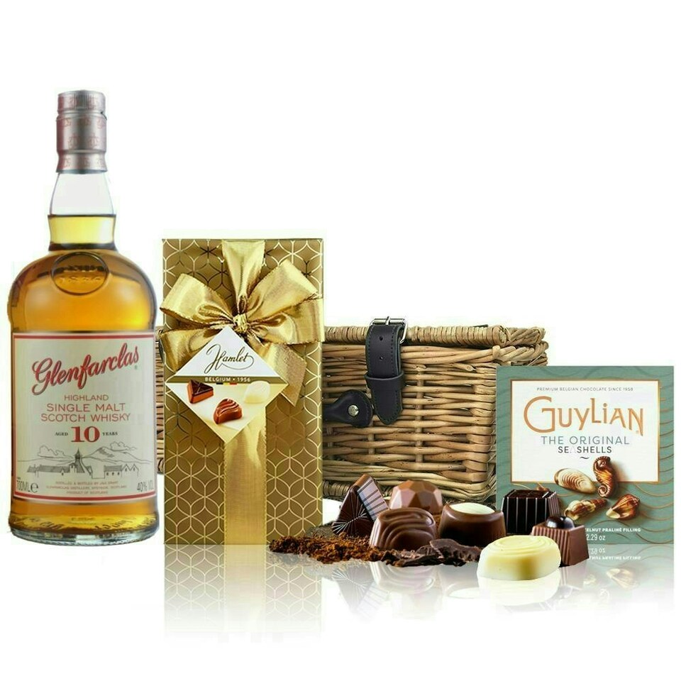 Glenfarclas 10 Year Old Whisky and Chocolates Hamper 70cl 40% abv