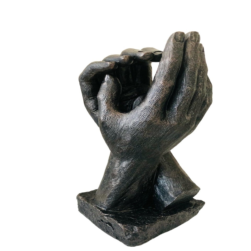 image 1 of Hand in Hand Sculpture in Bronze Colour A Symbol of Enduring Love & Connection Wedding Present Anniversary Romantic Gift  inspired by Rodin's The Secret