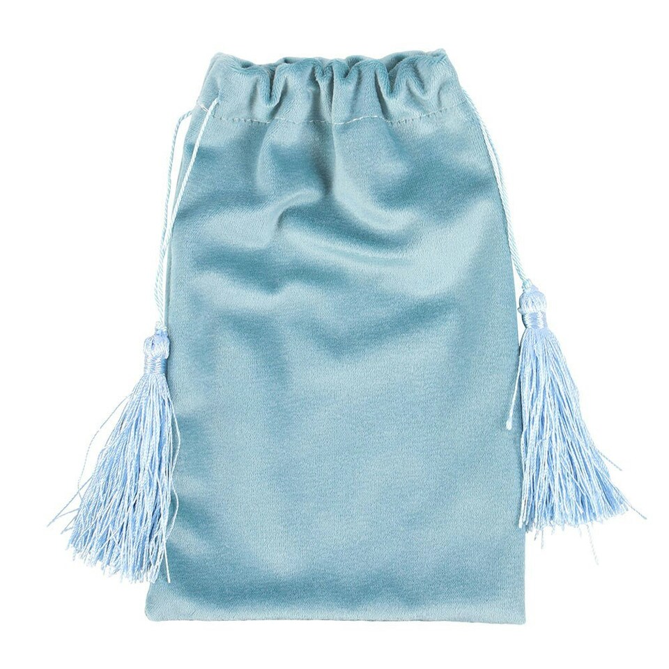 image 1 of The Moon Vintage Tarot Velvet Drawstring Bag Blue