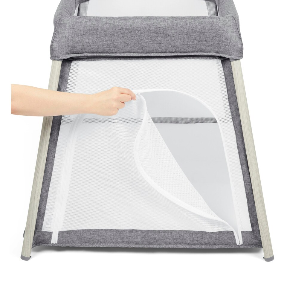 image 1 of Scout 2-in-1 Travel Cot and Playpen - 6 Months to 2 Years, Portable, Convertible, Lightweight, Easy Set-Up, Compact Fold and Breathable Mesh (Grey)