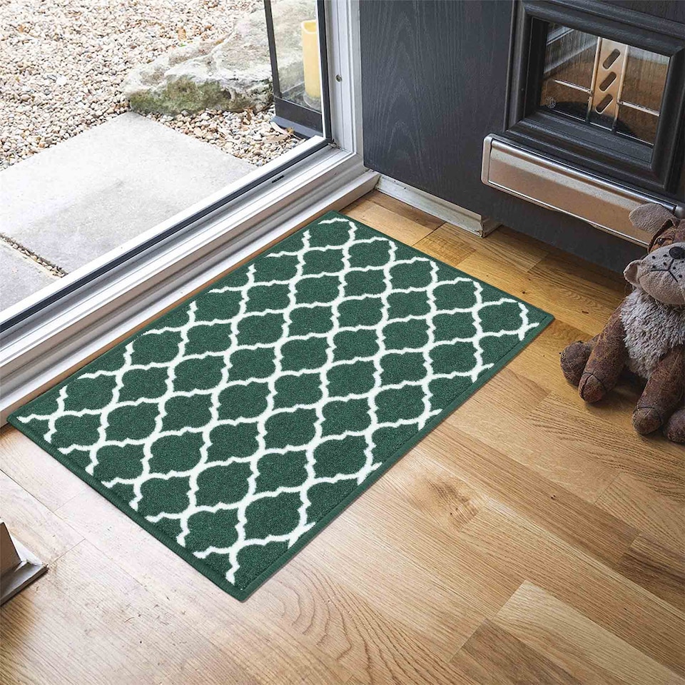 image 1 of Machine Washable Trellis Design Anti Slip Doormats - Runners
