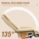 image 3 of HOMCOM PU Leather Reclining Armchair with Footrest for Living Room, Beige Cream | Yellow Wood Tone Base