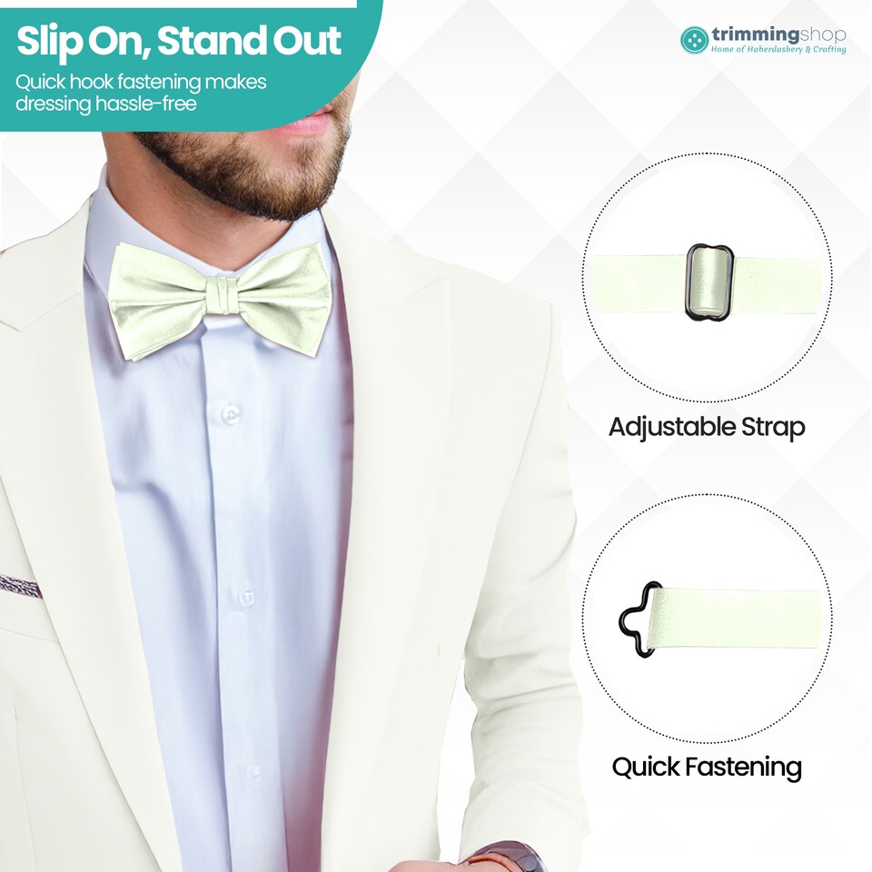 image 1 of Mens Bow Ties Colourful Plain Solid Satin Polyester Stylish Bow Ties