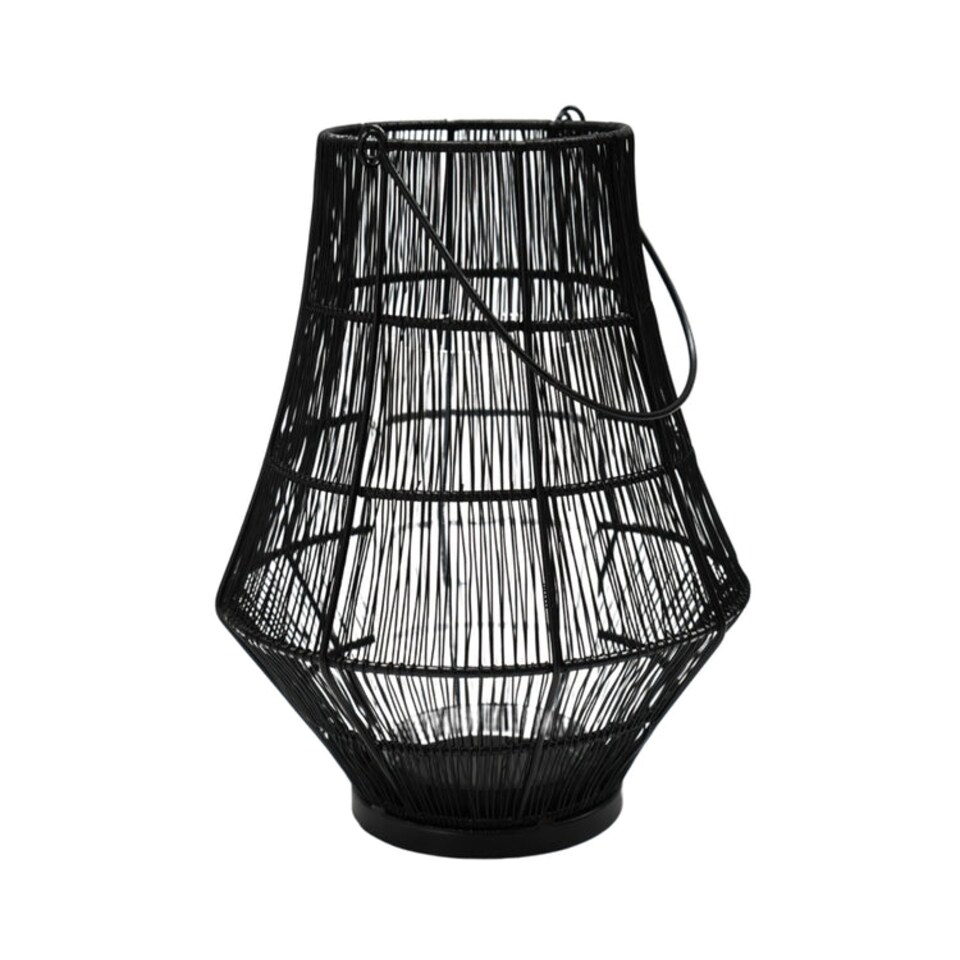 image 1 of Portofino Curve Wirework Lantern - Mild Steel/Glass - L23 x W23 x H30 cm - Black