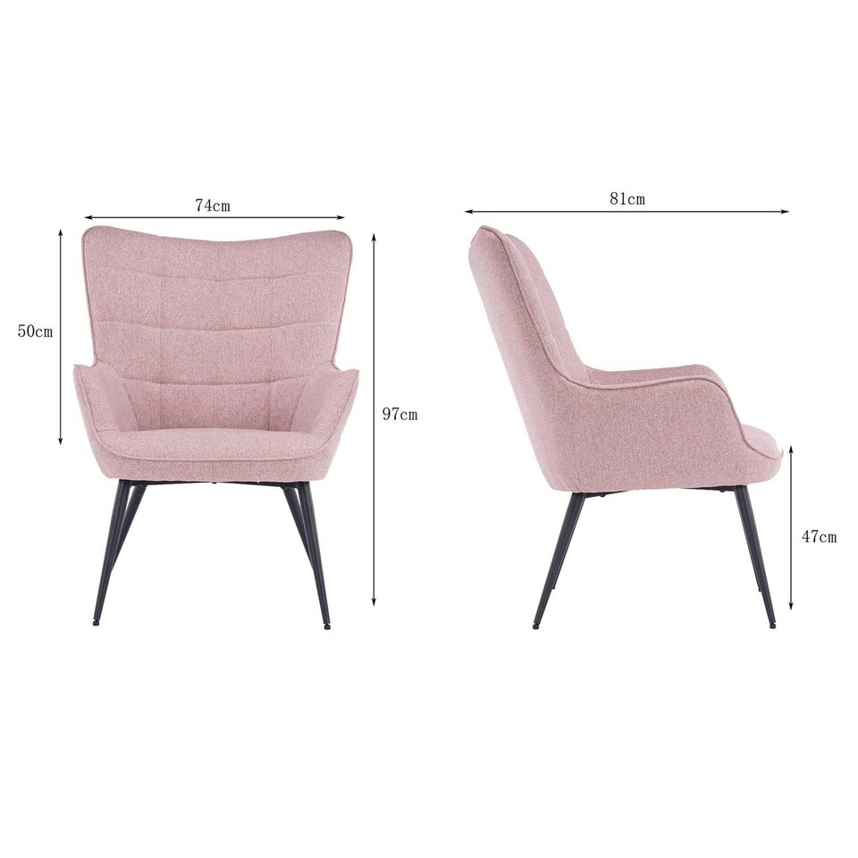 image 1 of Vera Fabric Occasional Living Room Modern Accent Chair with Footstool (Pink)