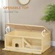 image 4 of PawHut Wooden Hamster Cage w/ Sliding Tray, Openable Top, Hut, Natural Wood