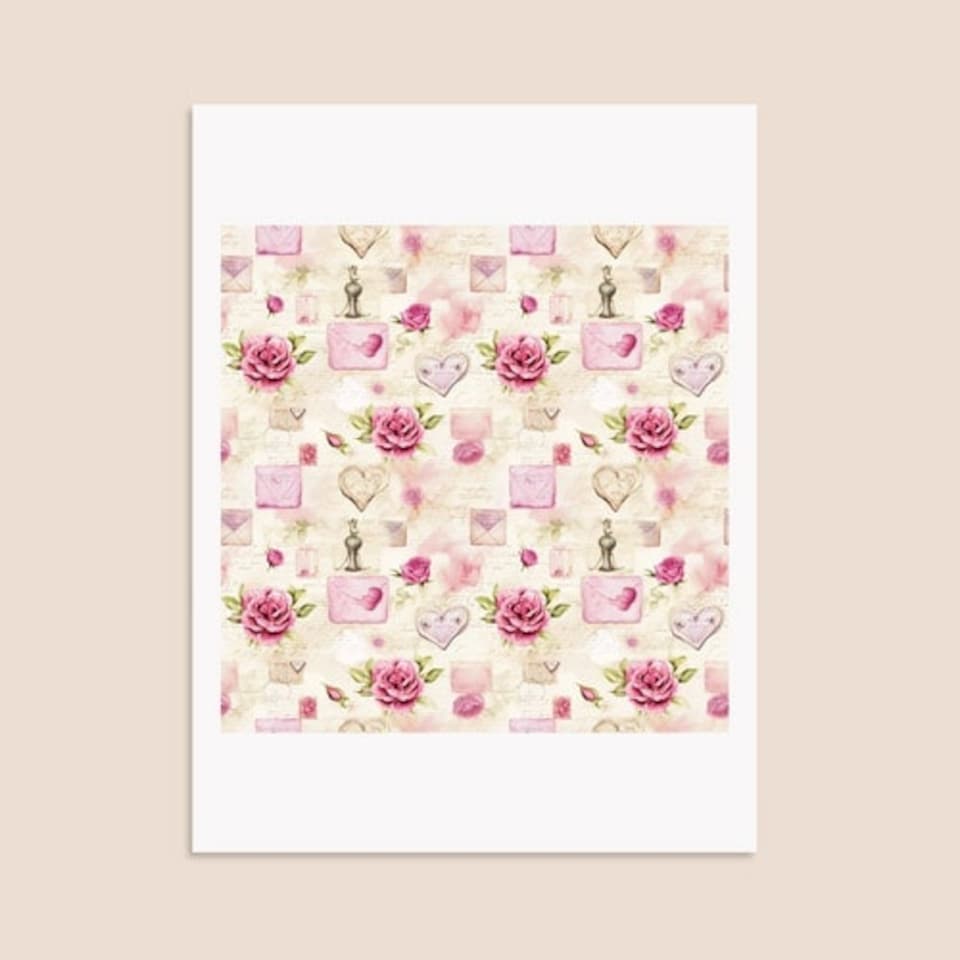 image 1 of Vintage Floral Romance Square Stickers 95mm - Sheet of 4